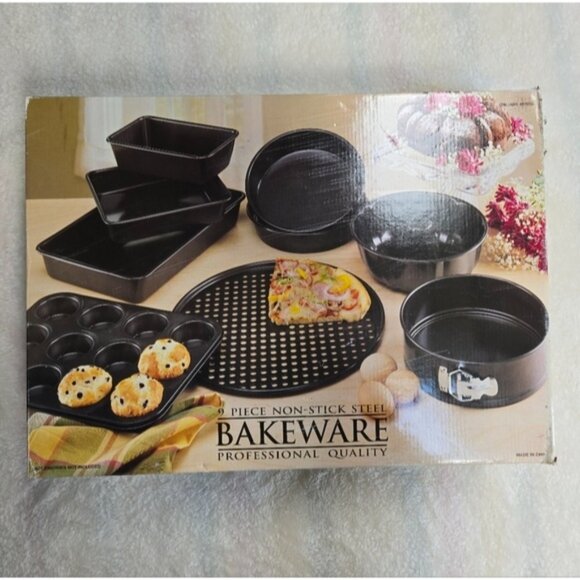 NIB 9 Piece Quantum 2 Bakeware Professional Quality Non-Stick Steel Set - Picture 1 of 4